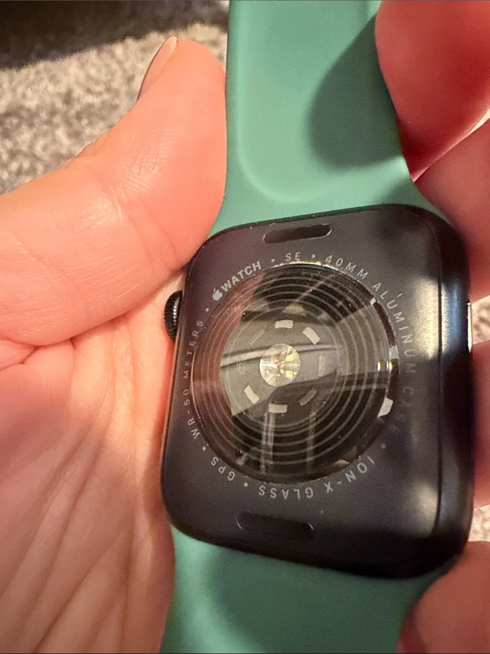 Apple Smartwatch with Green Silicone Band
